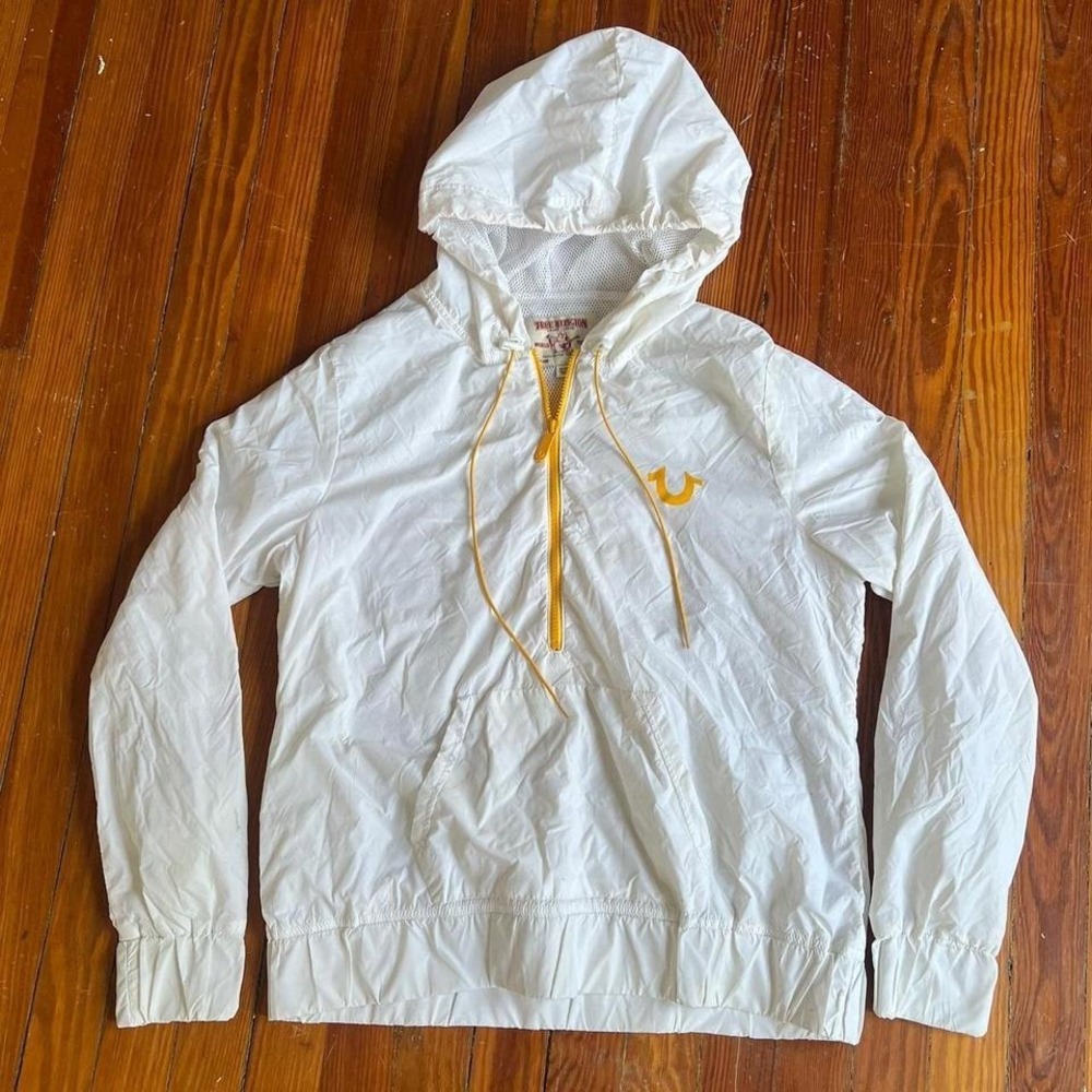 True religion white pullover windbreaker jacket